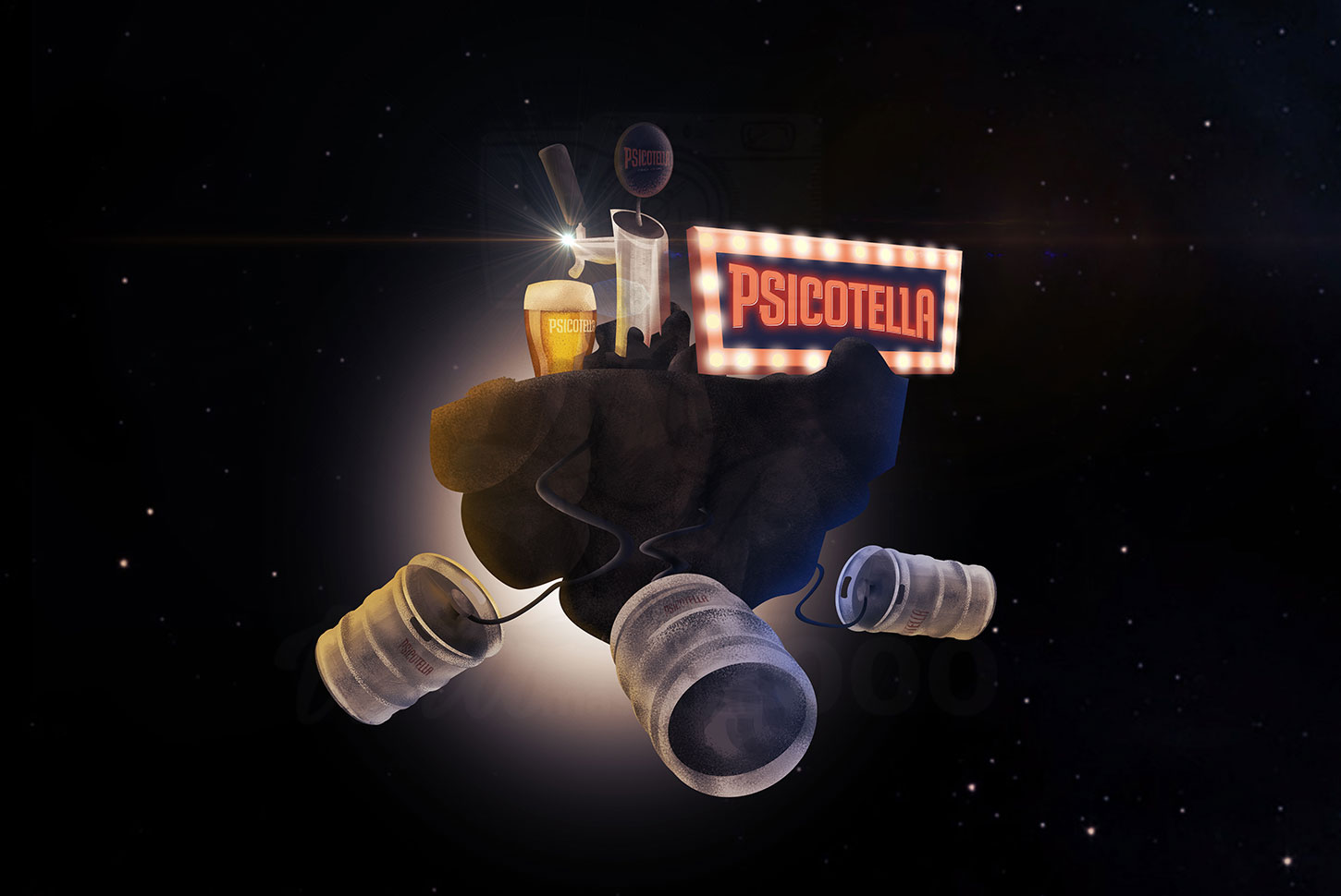 Cerveza Artesanal Psicotella - Ilustración Publicitaria - UNAmasque1000