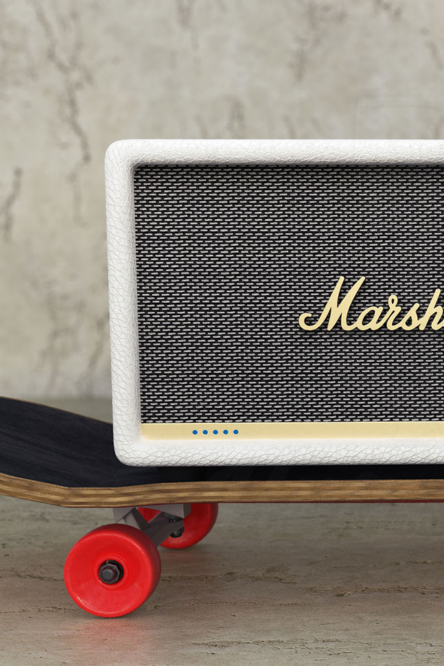 Diseño 3D Altavoces Marshall StanMore II - UNAmasque1000 - Imagen publicitaria