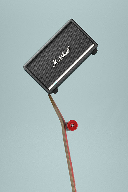 Diseño 3D Altavoces Marshall StanMore II - UNAmasque1000 - Imagen publicitaria