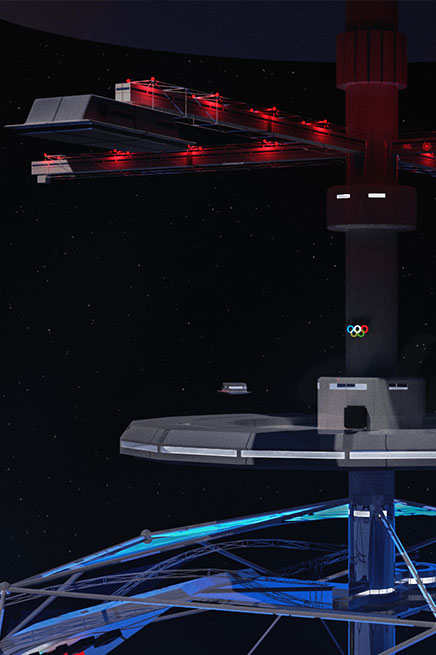 Diseño 3D Space Stadium - Nike JJOO 3025 - UNAmasque1000 - Imagen publicitaria